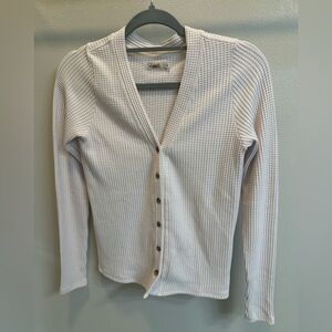 Faherty Women's Waffle Button Top Cream Size Small